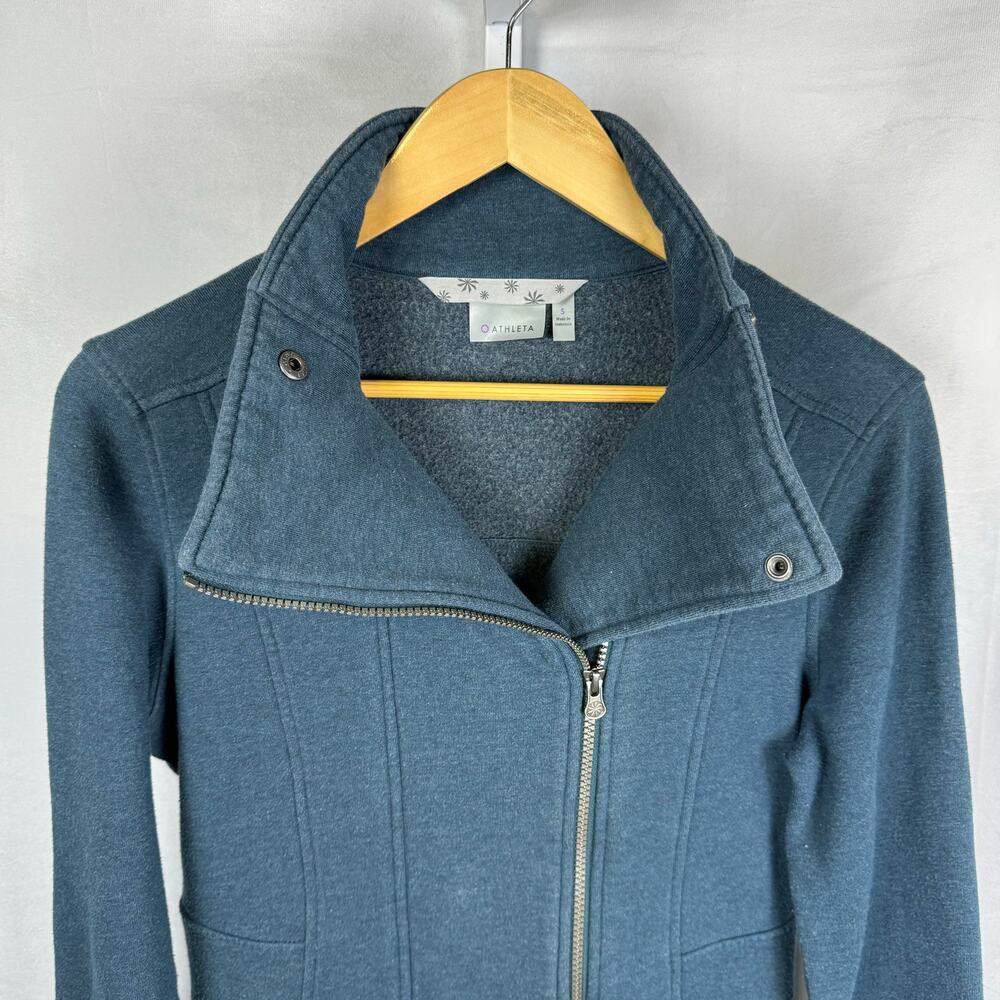 Athleta Peplum Long Sleeve Full Zip Sweater Coat Jacket Blue Ladies Size… - Picture 4 of 8